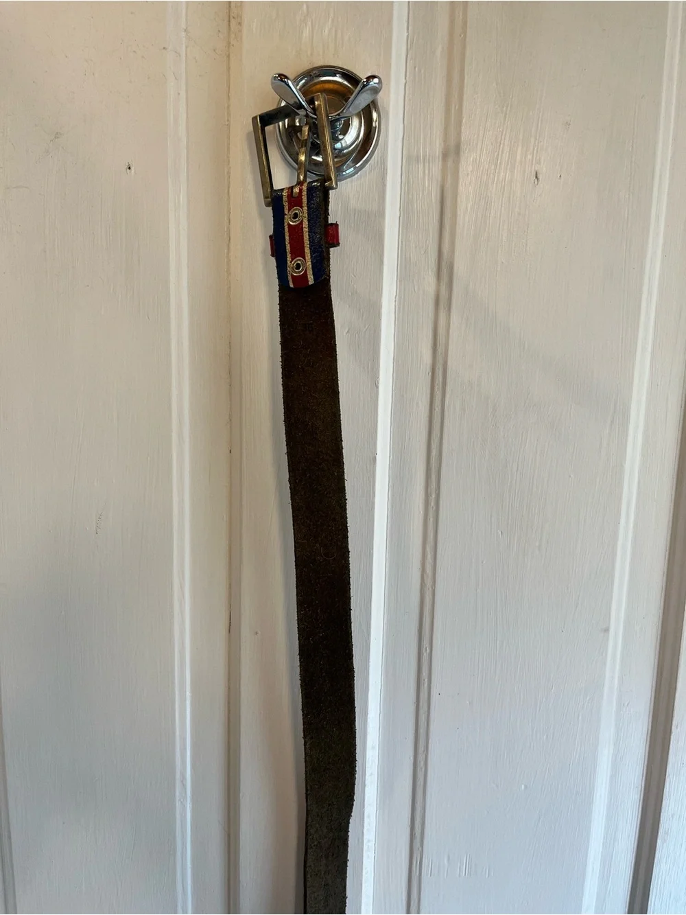 Distressed Union Jack Leather Belt 36”